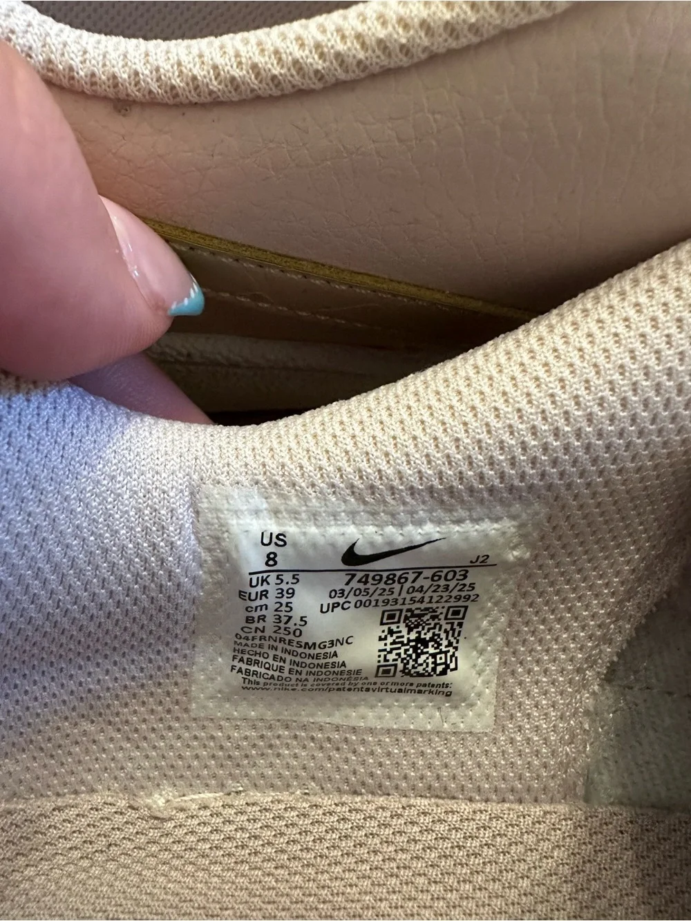 Nike Pale Pink Leather Low-Top Sneakers with Cream Swoosh
